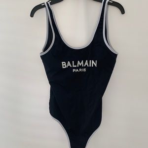 Balmain Paris women’s one piece bathing suit, black, size 16.